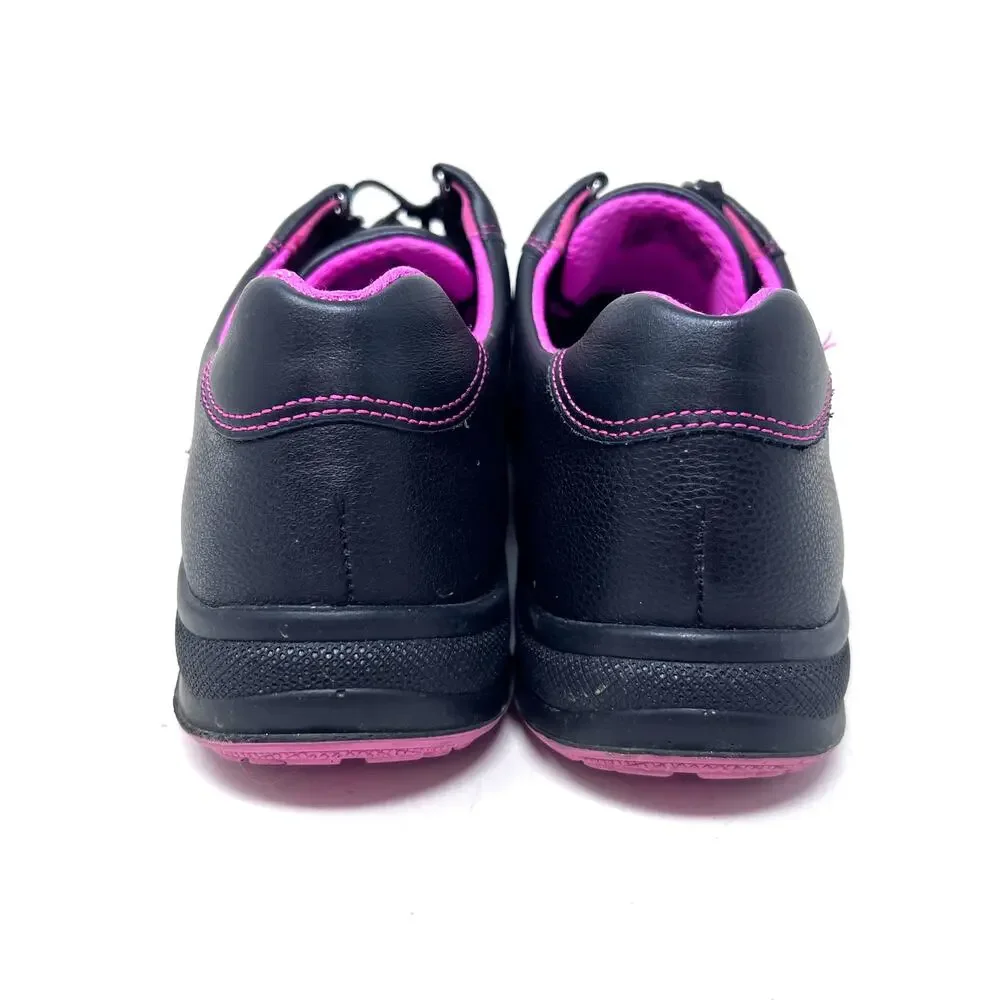 SAS Sporty Lux Sneaker Womens 11 N Black Leather Pink Trim Lace Up Comfort - Picture 6 of 9